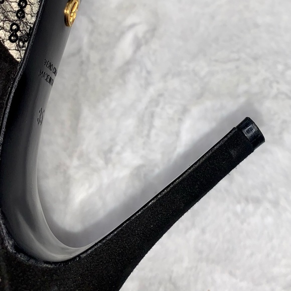 Giorgio Armani Black Suede & Sequins Heels Size 5 - Picture 9 of 14